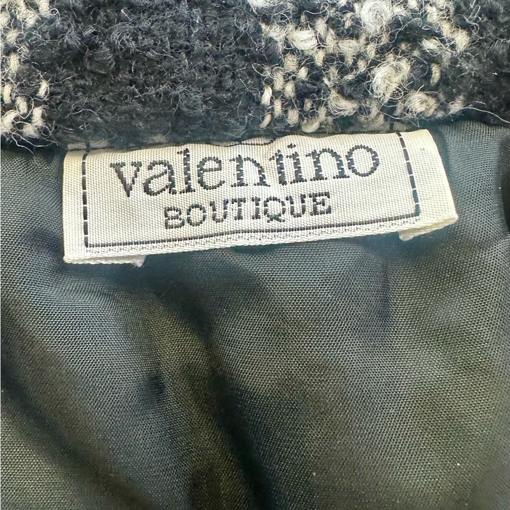 Valentino Boutique Wool Tweed Check Pencil Skirt Velvet Bow Detail Made Italy - Picture 9 of 12